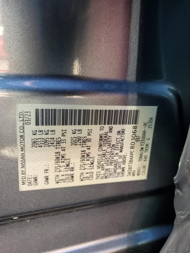 2023 NISSAN ROGUE SV VIN:5N1BT3BAXPC803068