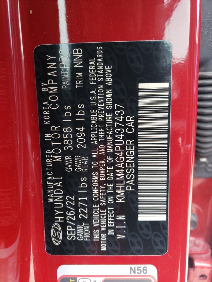 2023 HYUNDAI ELANTRA SEL VIN:KMHLM4AG4PU437437