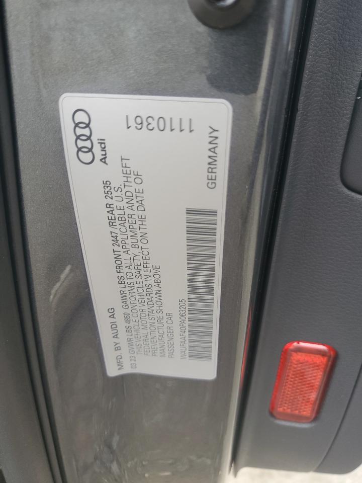 2023 AUDI A4 PRESTIGE 45 VIN:WAUFAAF40PA063205