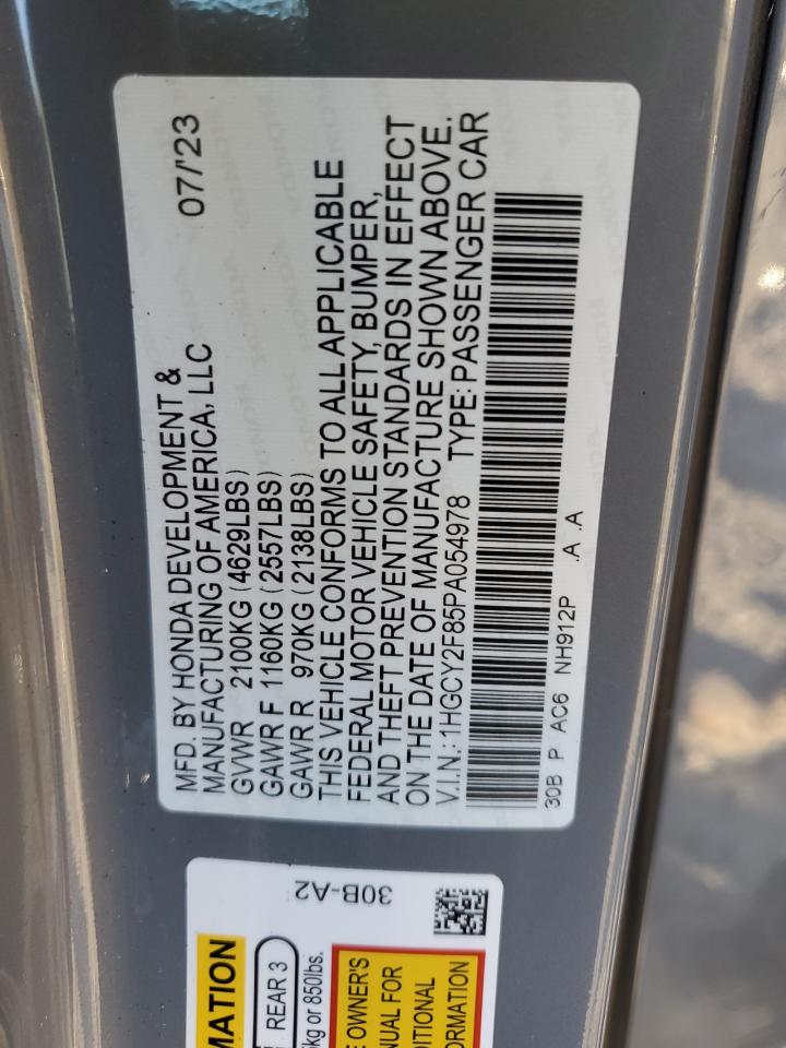 2023 HONDA ACCORD TOURING HYBRID VIN:1HGCY2F85PA054978
