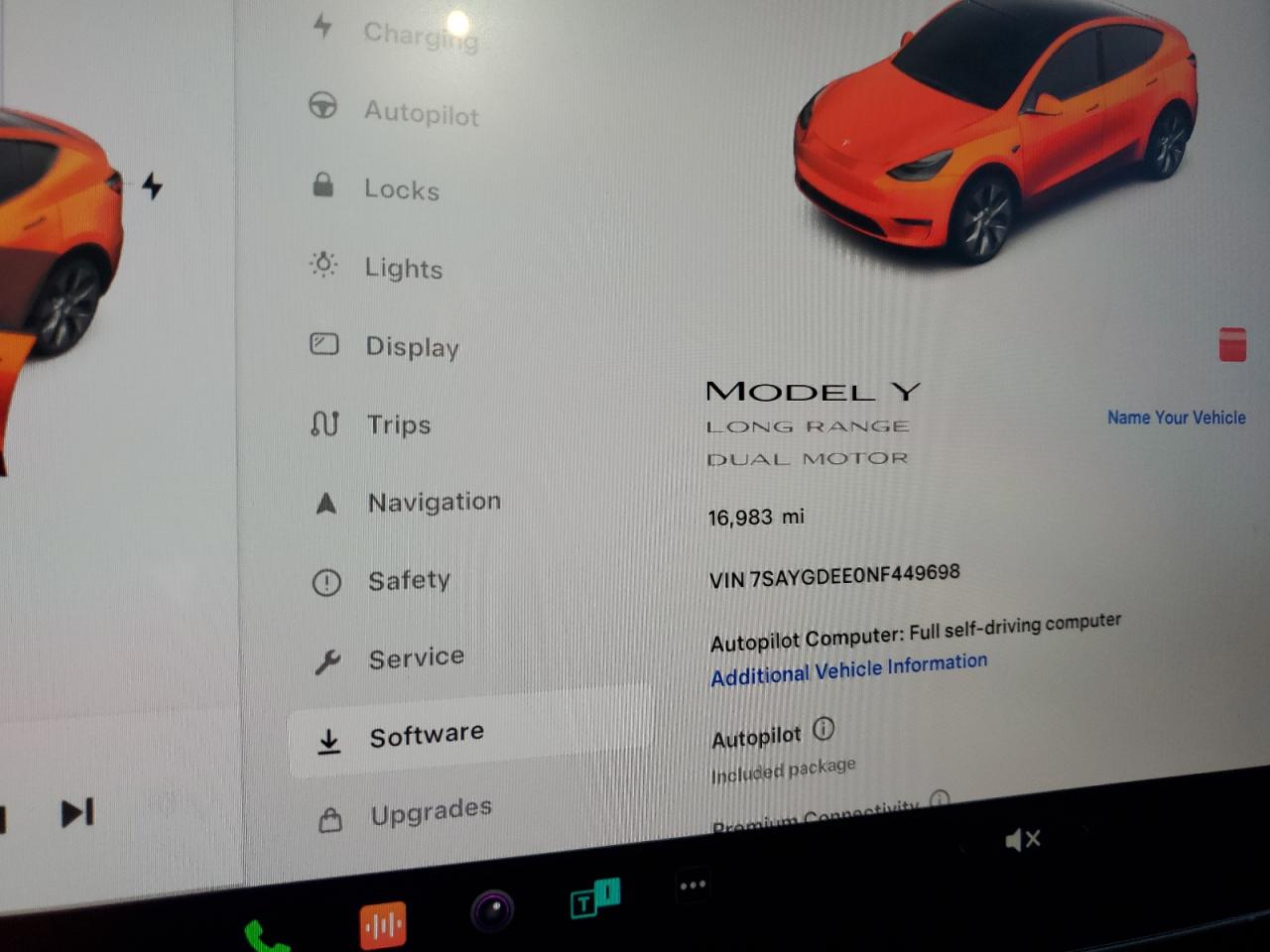 2022 TESLA MODEL Y  VIN:7SAYGDEE0NF449698