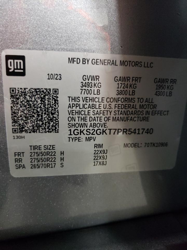 2023 GMC YUKON XL K1500 SLT VIN:1GKS2GKT7PR541740