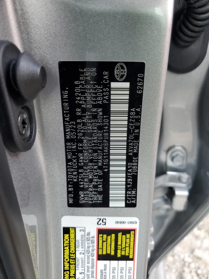 2023 TOYOTA CAMRY SE NIGHT SHADE VIN:4T1G11AK6PU814301