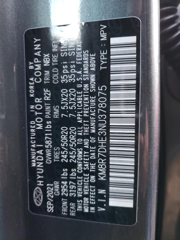 2022 HYUNDAI PALISADE CALLIGRAPHY VIN:KM8R7DHE3NU378075