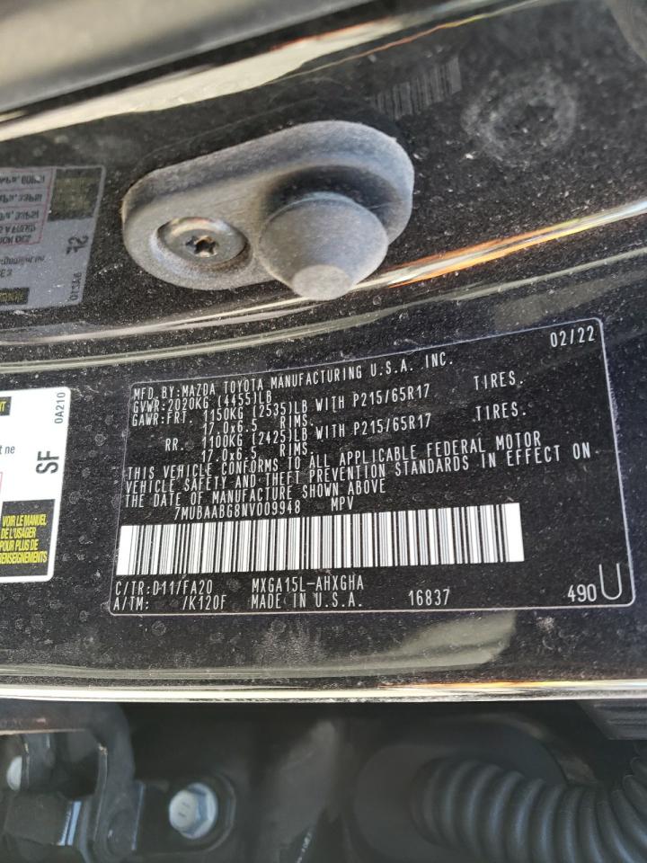 2022 TOYOTA COROLLA CROSS LE VIN:7MUBAABG8NV009948