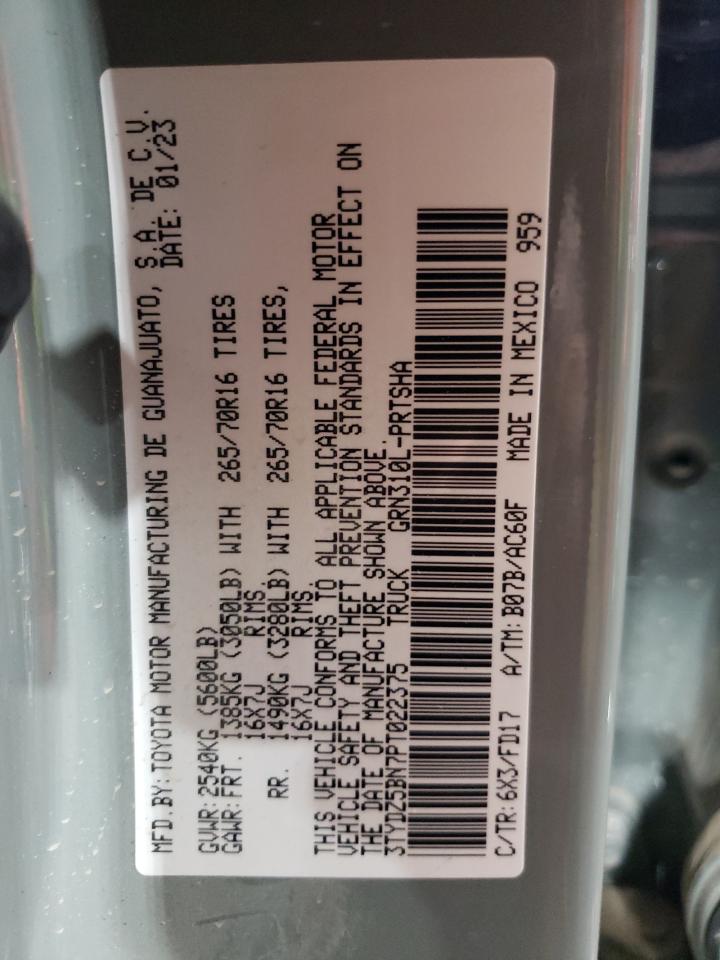 2023 TOYOTA TACOMA DOUBLE CAB VIN:3TYDZ5BN7PT022375