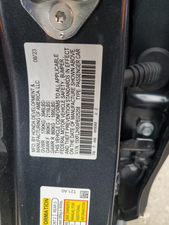 2023 HONDA CIVIC LX VIN:19XFL2H5XPE025258