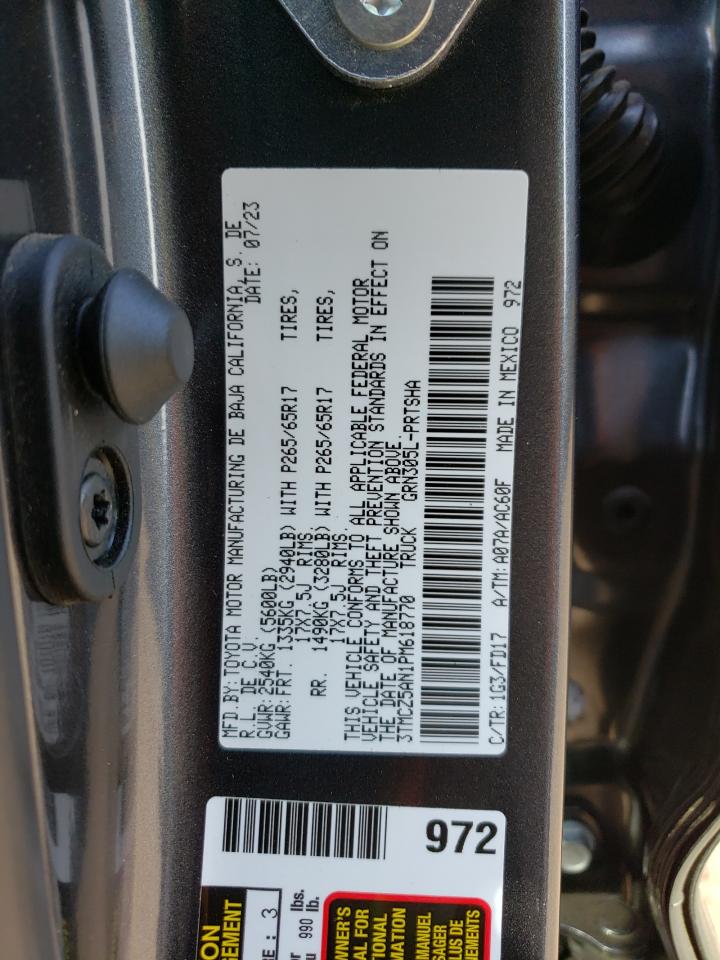 2023 TOYOTA TACOMA DOUBLE CAB VIN:3TMCZ5AN1PM618770