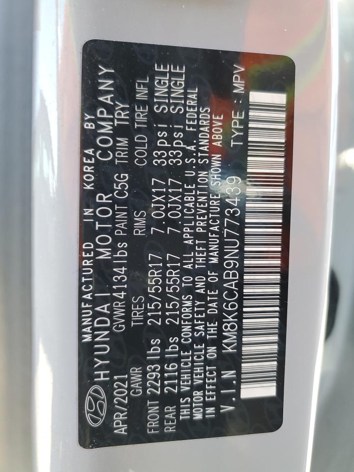 2022 HYUNDAI KONA SEL VIN:KM8K6CAB9NU773439