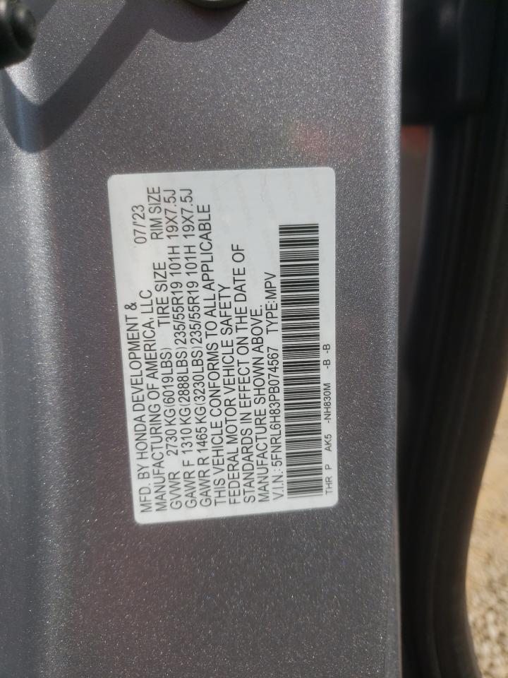 2023 HONDA ODYSSEY TOURING VIN:5FNRL6H83PB074567