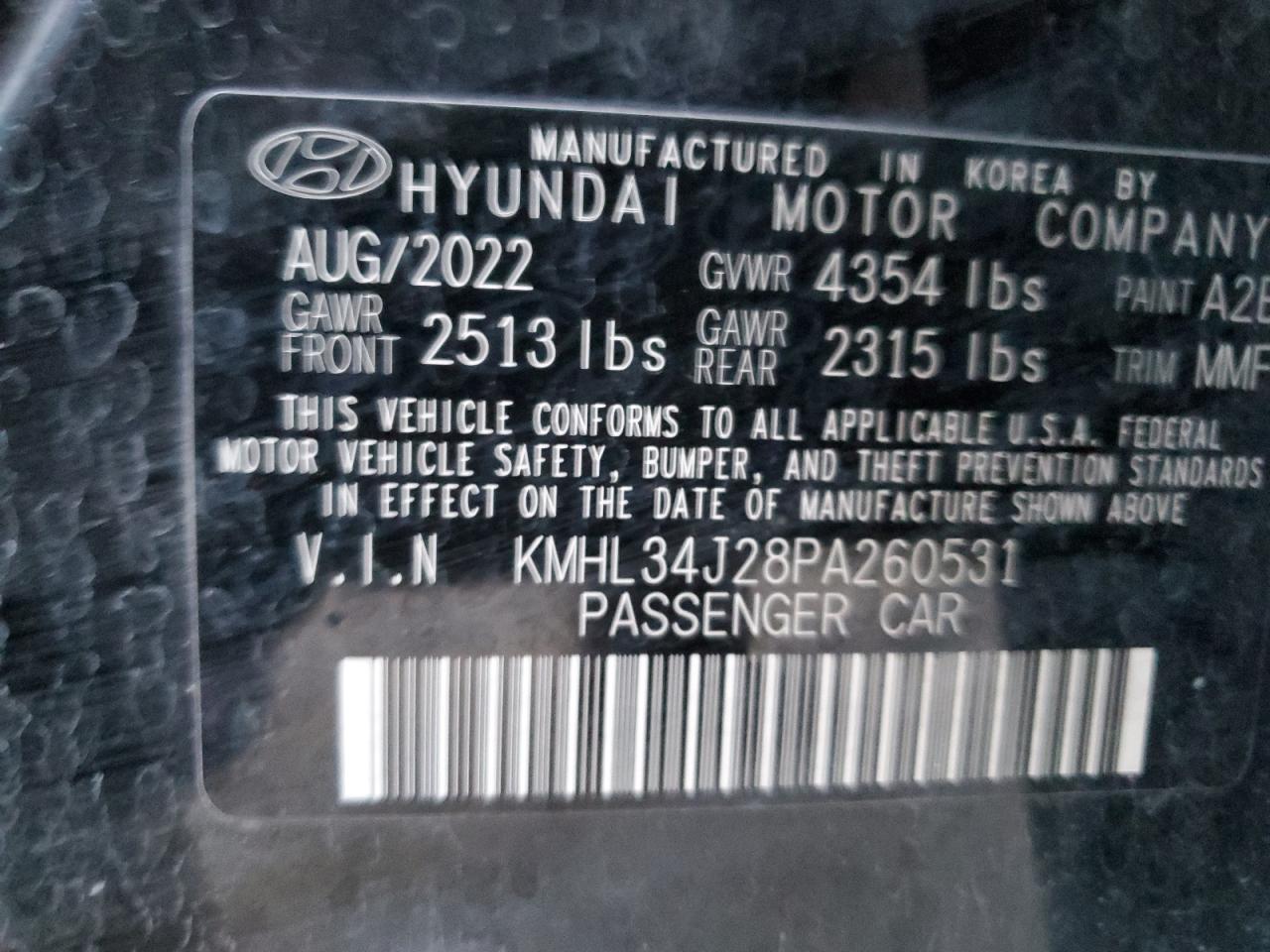 2023 HYUNDAI SONATA LIMITED VIN:KMHL34J28PA260531
