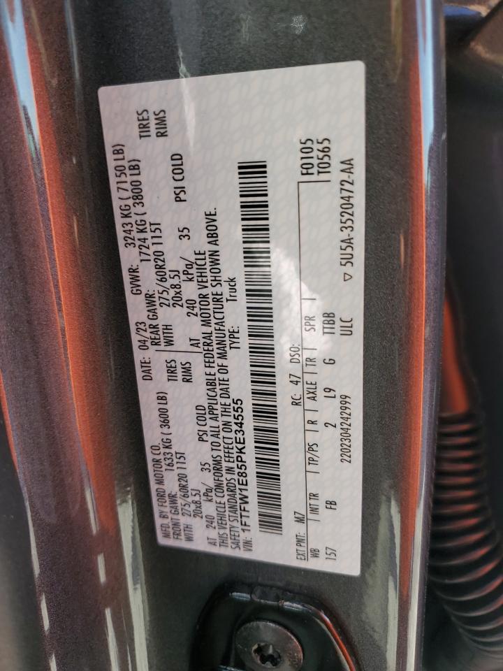 2023 FORD F150 SUPERCREW VIN:1FTFW1E85PKE34555