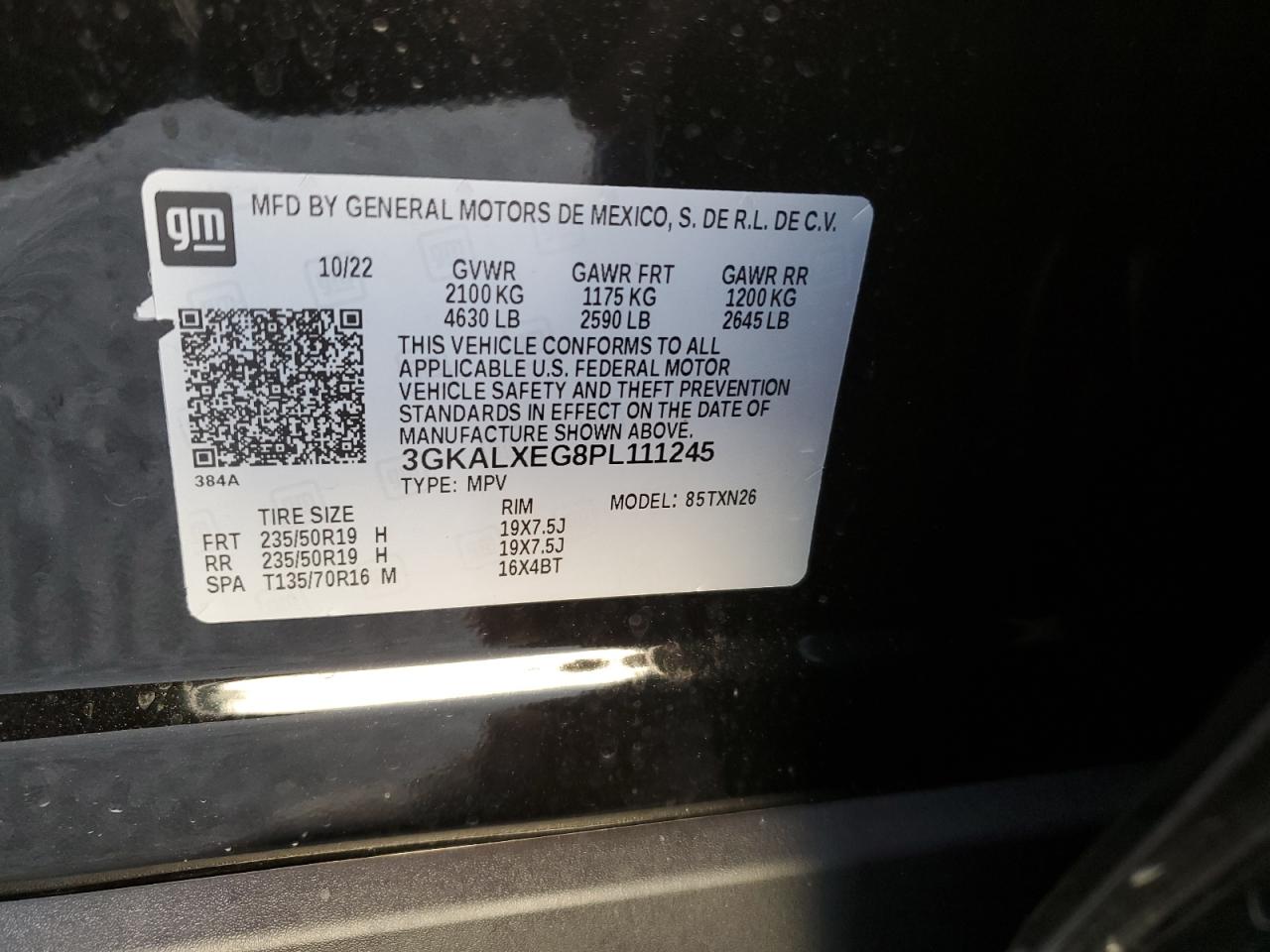 2023 GMC TERRAIN DENALI VIN:3GKALXEG8PL111245
