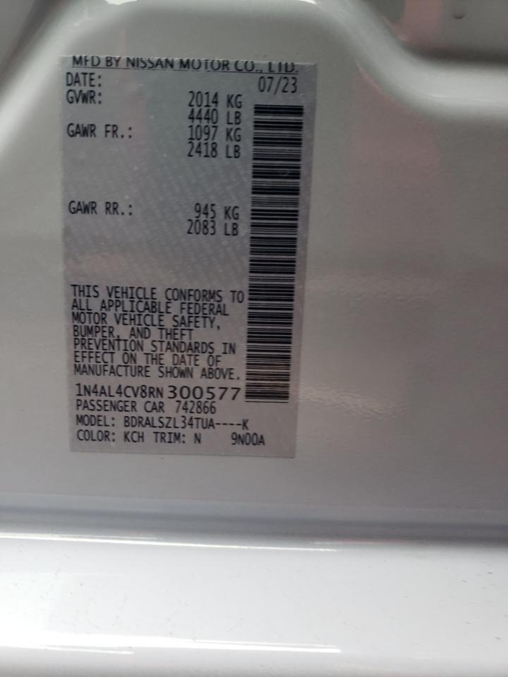 2024 NISSAN ALTIMA SR VIN:1N4AL4CV8RN300577