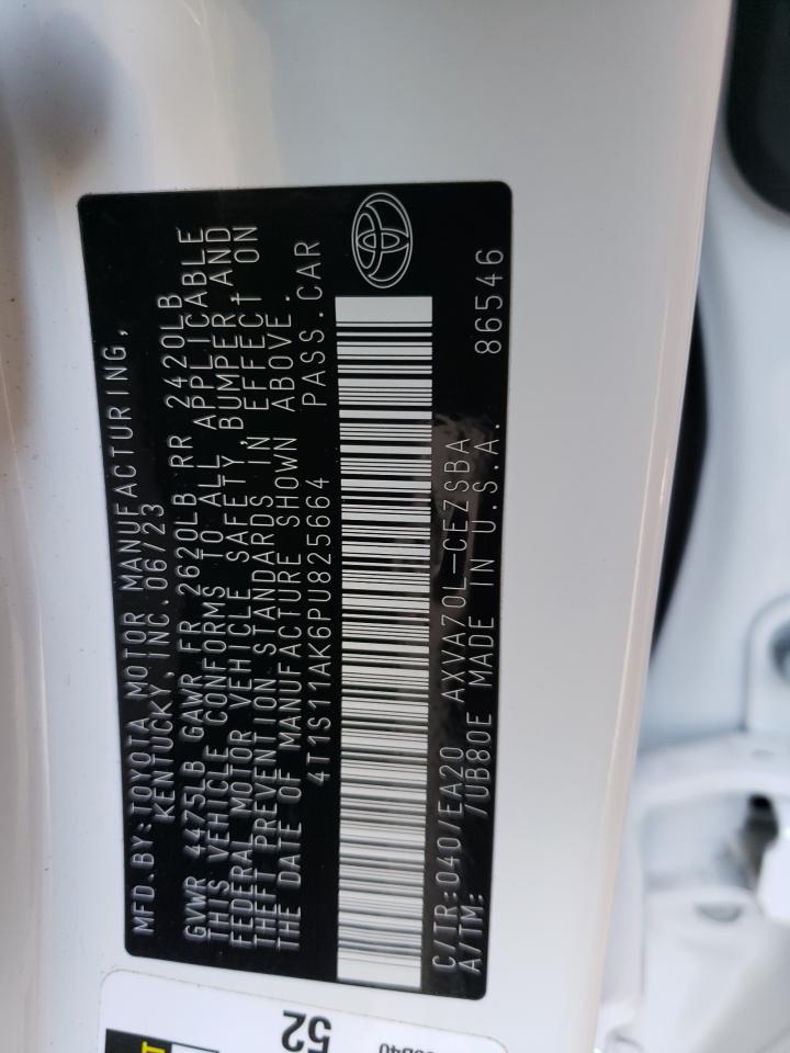 2023 TOYOTA CAMRY SE NIGHT SHADE VIN:4T1S11AK6PU825664