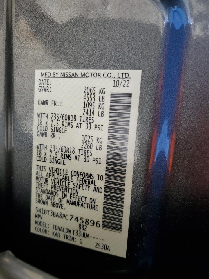 2023 NISSAN ROGUE SV VIN:5N1BT3BA8PC745896