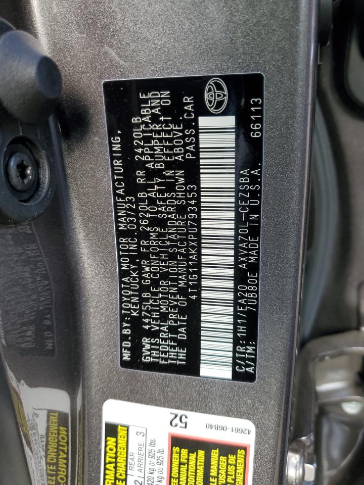 2023 TOYOTA CAMRY SE NIGHT SHADE VIN:4T1G11AKXPU793453