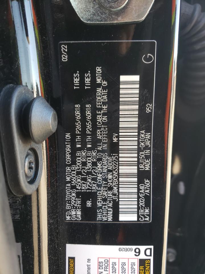 2022 LEXUS GX 460 VIN:JTJAM7BX5N5322751