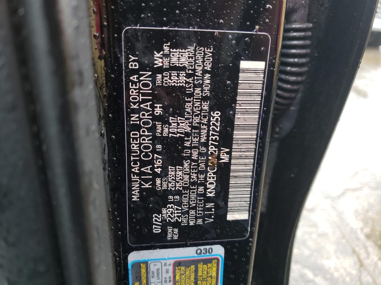 2023 KIA SELTOS LX VIN:KNDEPCAA2P7372256
