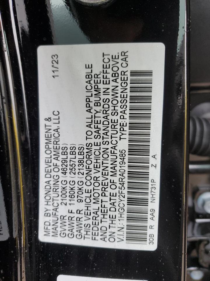 2024 HONDA ACCORD HYBRID SPORT VIN:1HGCY2F54RA019485