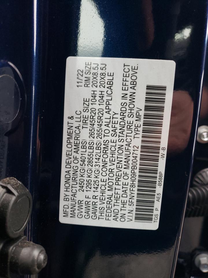 2023 HONDA PASSPORT ELITE VIN:5FNYF8H09PB004712