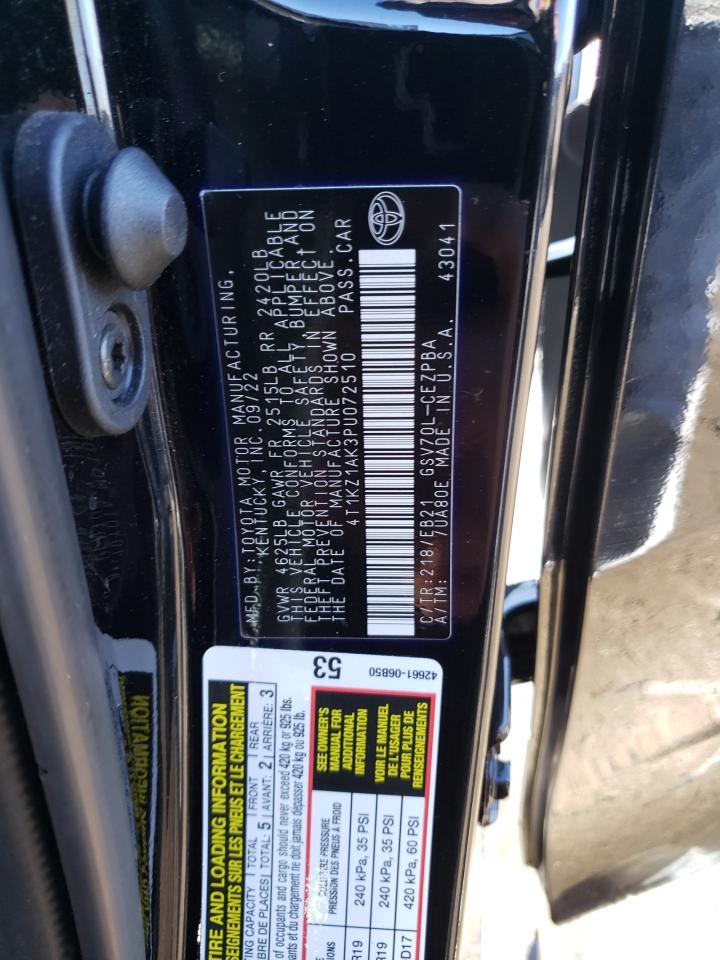 2023 TOYOTA CAMRY TRD VIN:4T1KZ1AK3PU072510