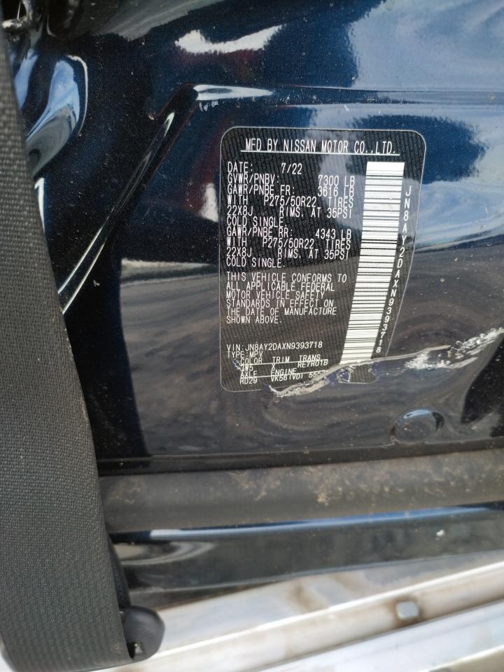 2022 NISSAN ARMADA PLATINUM VIN:JN8AY2DAXN9393718