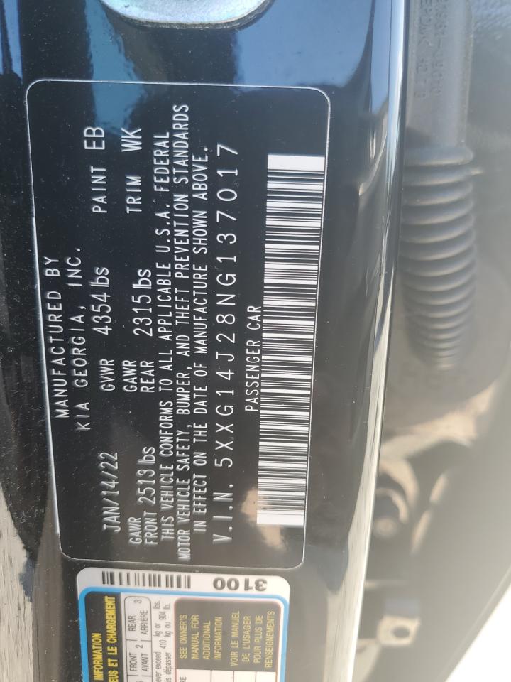 2022 KIA K5 LXS VIN:5XXG14J28NG137017