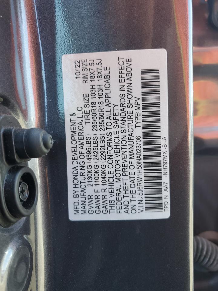 2022 HONDA CR-V EX VIN:5J6RW1H50NA023706