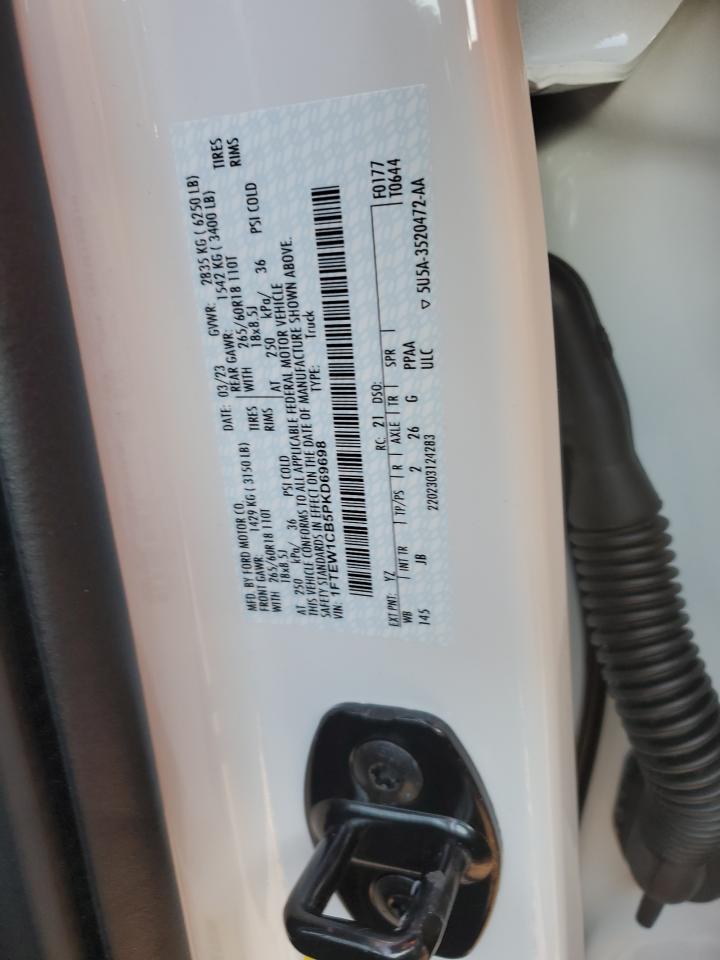 2023 FORD F150 SUPERCREW VIN:1FTEW1CB5PKD69698