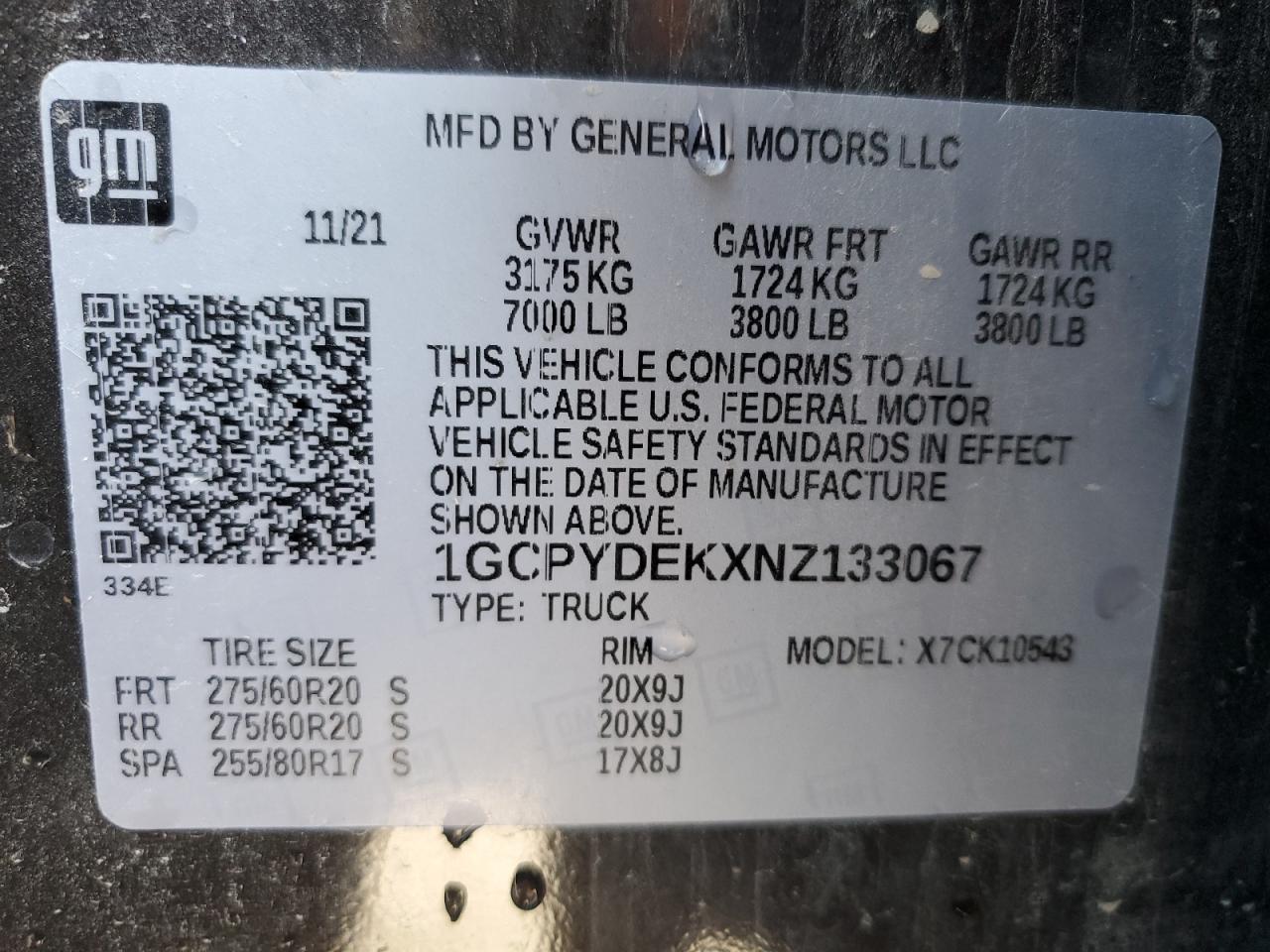 2022 CHEVROLET SILVERADO LTD K1500 LT VIN:1GCPYDEKXNZ133067