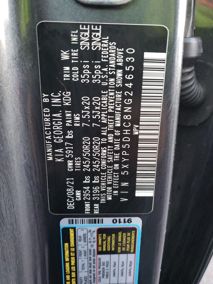 2022 KIA TELLURIDE SX VIN:5XYP5DHC8NG246530