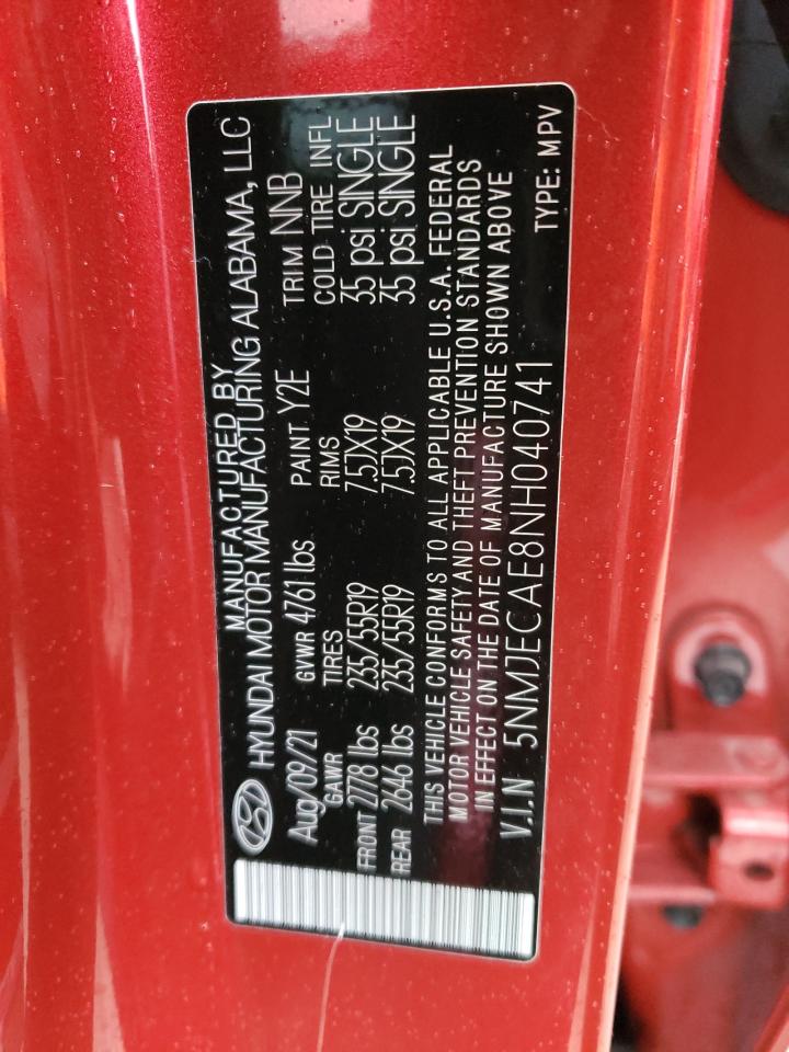 2022 HYUNDAI TUCSON LIMITED VIN:5NMJECAE8NH040741