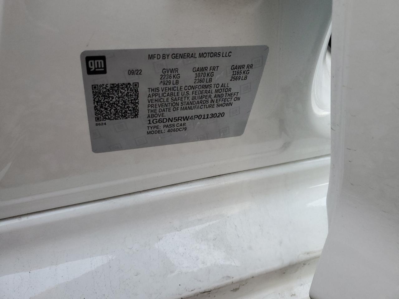 2023 CADILLAC CT5 PREMIUM LUXURY VIN:1G6DN5RW4P0113020