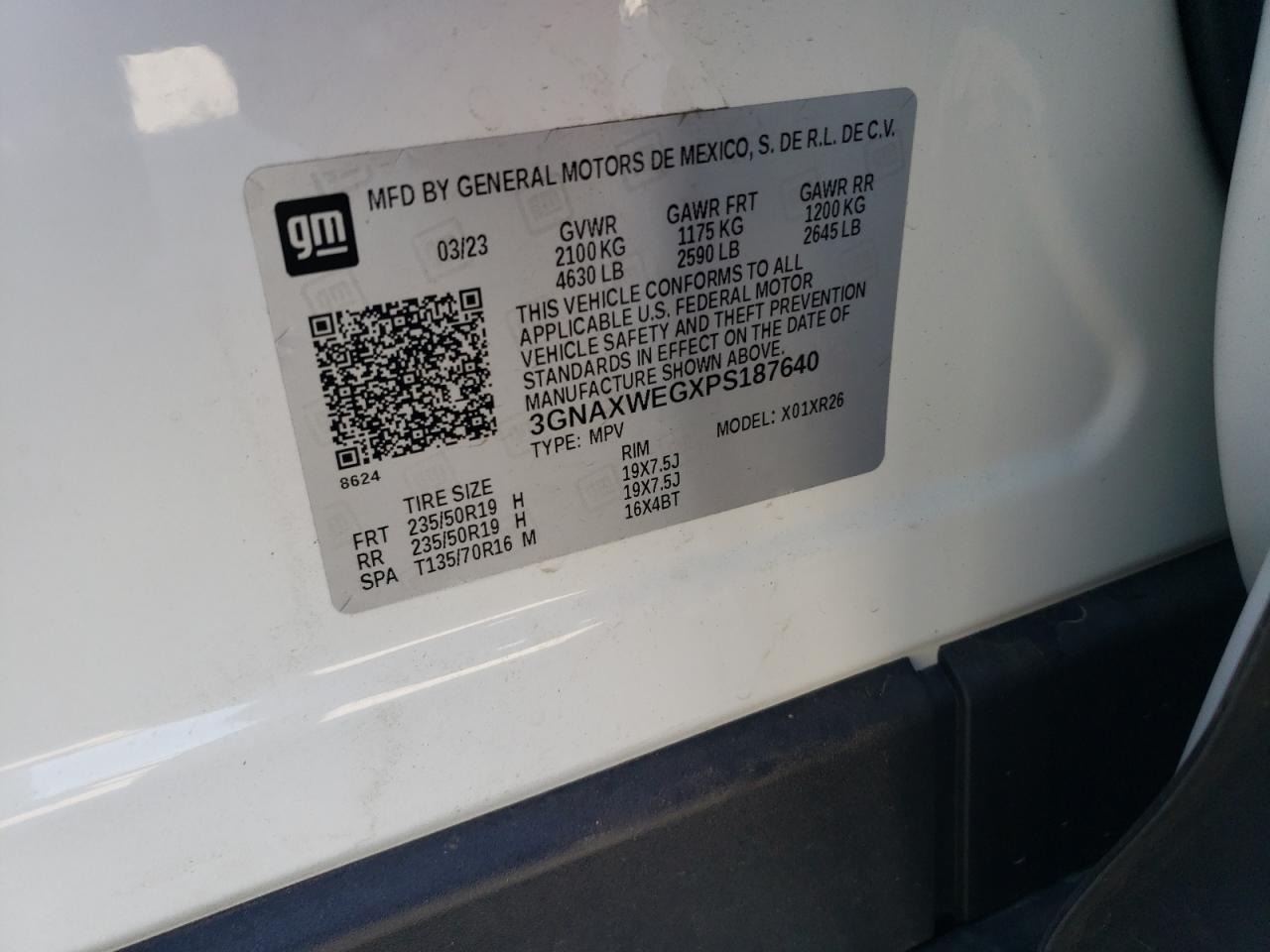 2023 CHEVROLET EQUINOX RS VIN:3GNAXWEGXPS187640