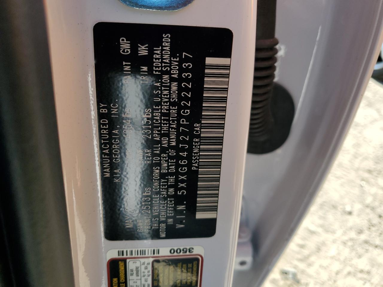 2023 KIA K5 GT LINE VIN:5XXG64J27PG222337