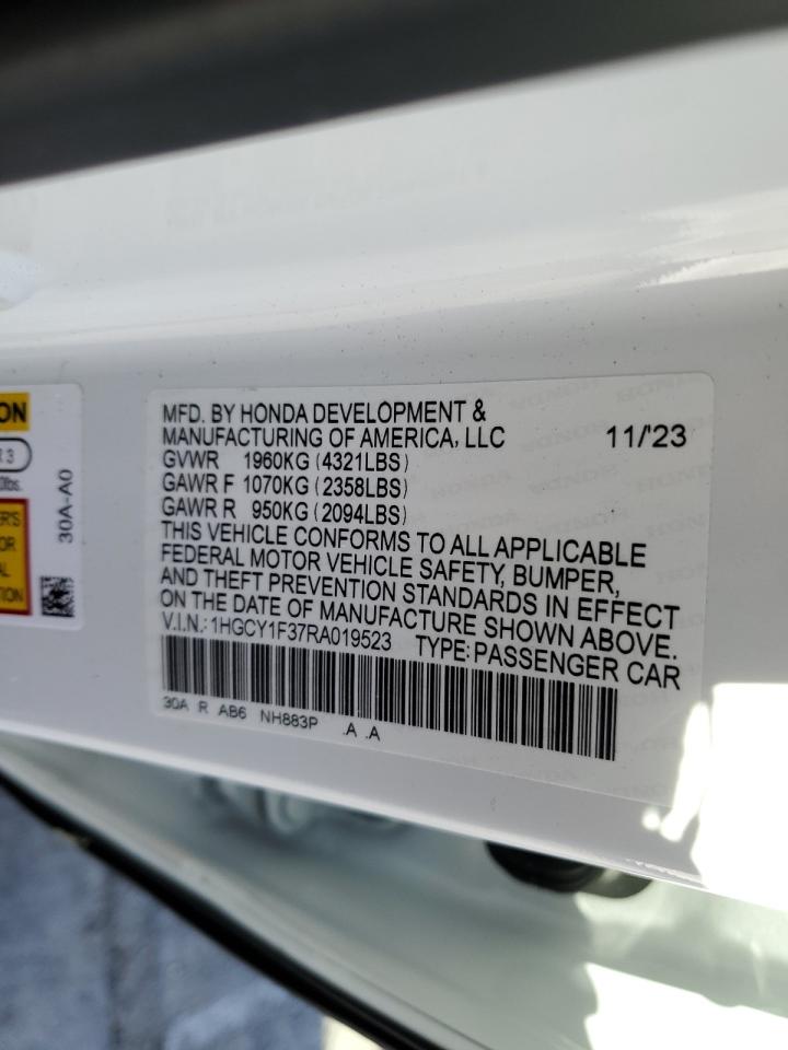 2024 HONDA ACCORD EX VIN:1HGCY1F37RA019523