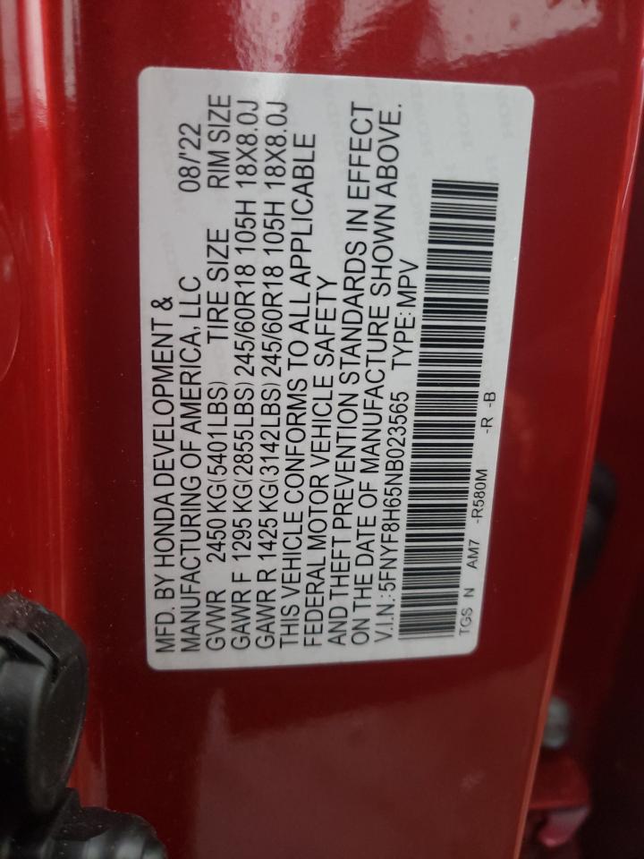 2022 HONDA PASSPORT TRAIL SPORT VIN:5FNYF8H65NB023565