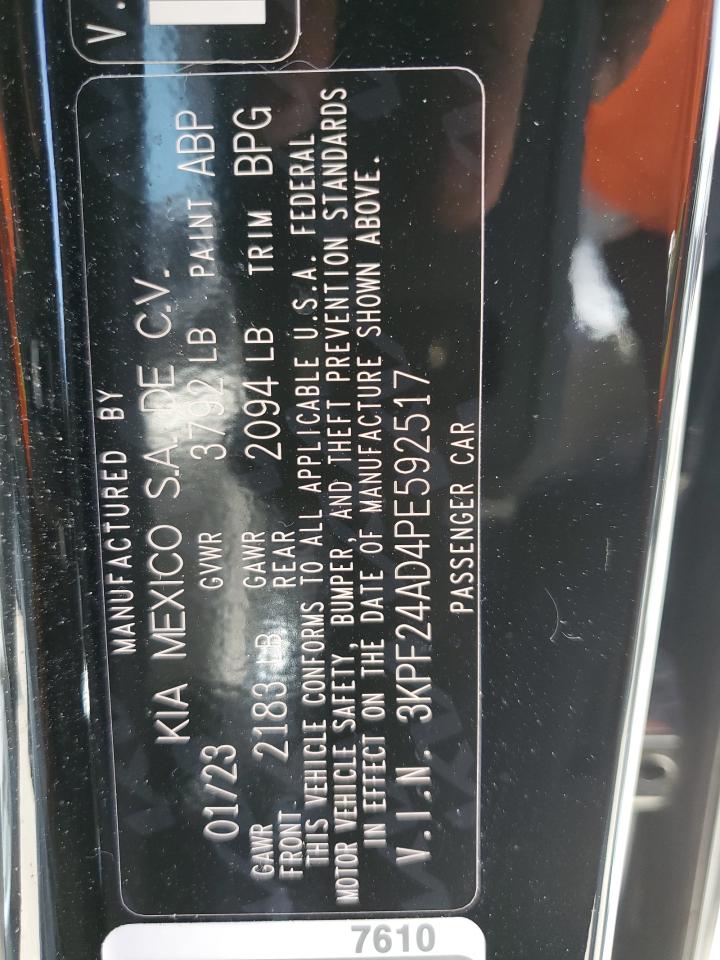 2023 KIA FORTE LX VIN:3KPF24AD4PE592517