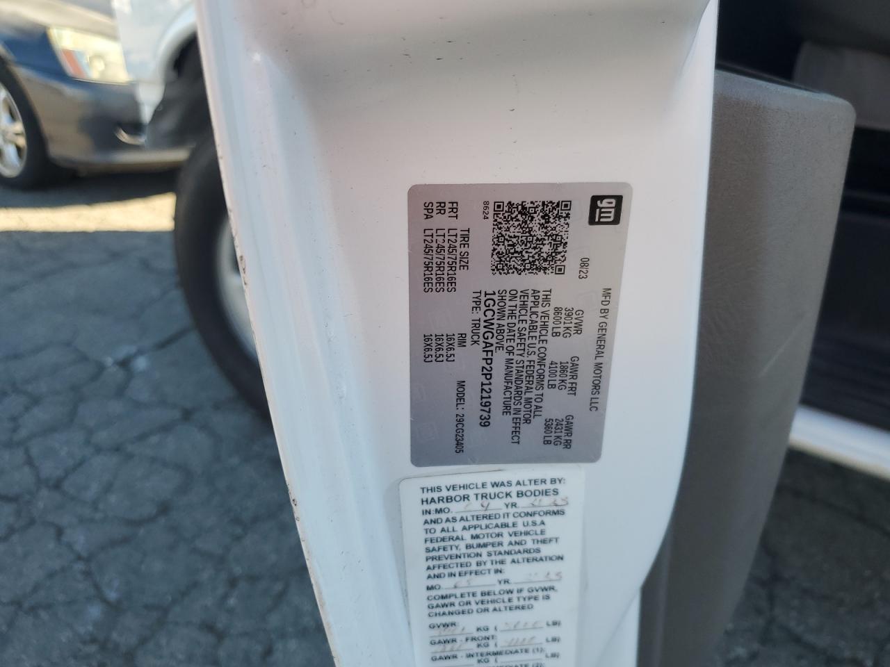 2023 CHEVROLET EXPRESS G2500  VIN:1GCWGAFP2P1219739