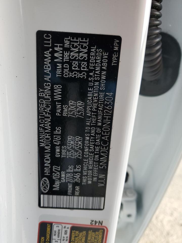 2022 HYUNDAI TUCSON LIMITED VIN:5NMJECAE0NH126304