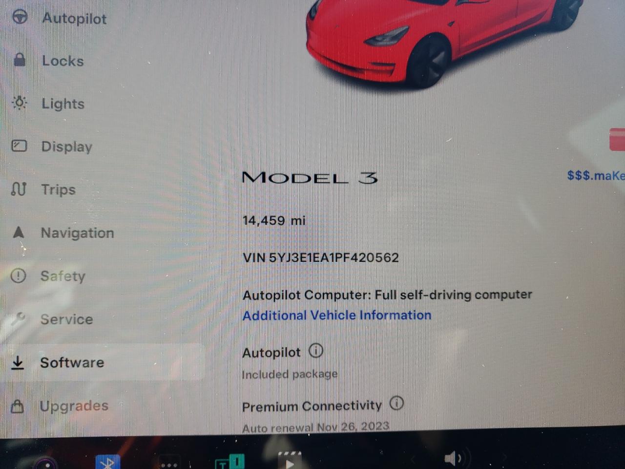 2023 TESLA MODEL 3  VIN:5YJ3E1EA1PF420562