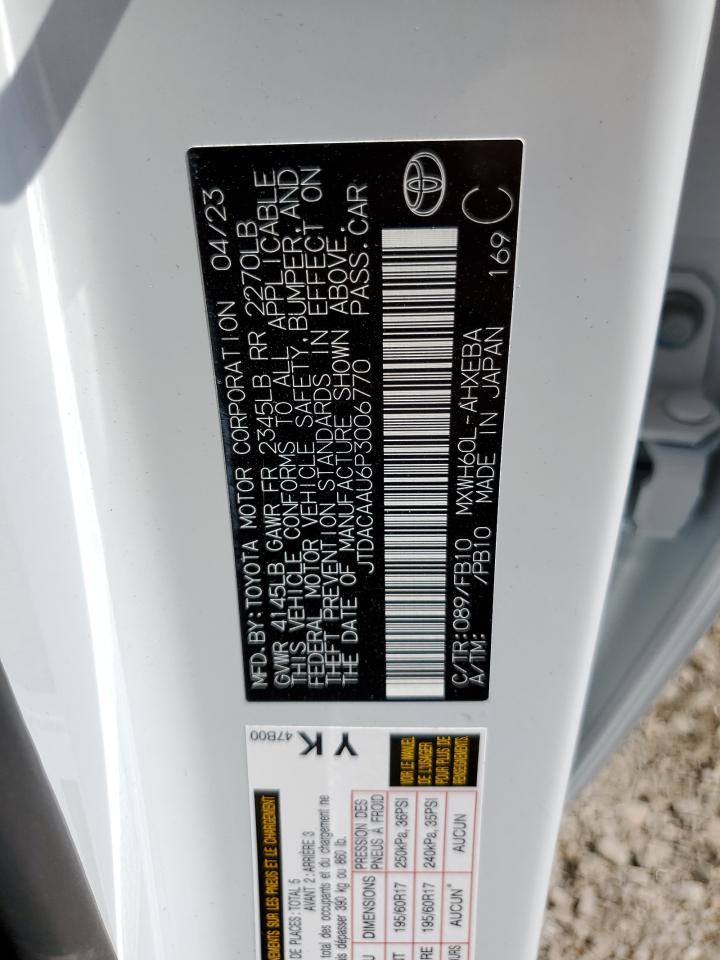 2023 TOYOTA PRIUS LE VIN:JTDACAAU6P3006770