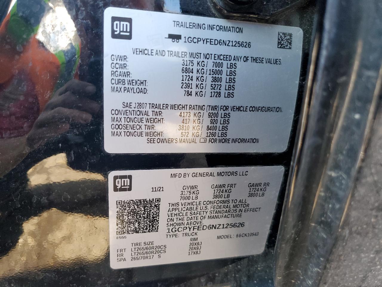 2022 CHEVROLET SILVERADO LTD K1500 LT TRAIL BOSS VIN:1GCPYFED6NZ125626