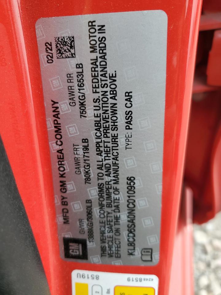 2022 CHEVROLET SPARK 1LT VIN:KL8CD6SA0NC010956