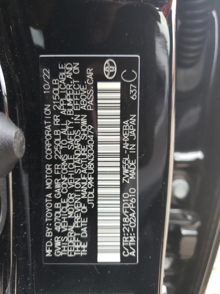 2022 TOYOTA PRIUS LE VIN:JTDL9MFU8N3040479