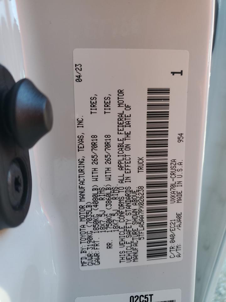 2023 TOYOTA TUNDRA DOUBLE CAB SR VIN:5TFLA5AA7PX026238