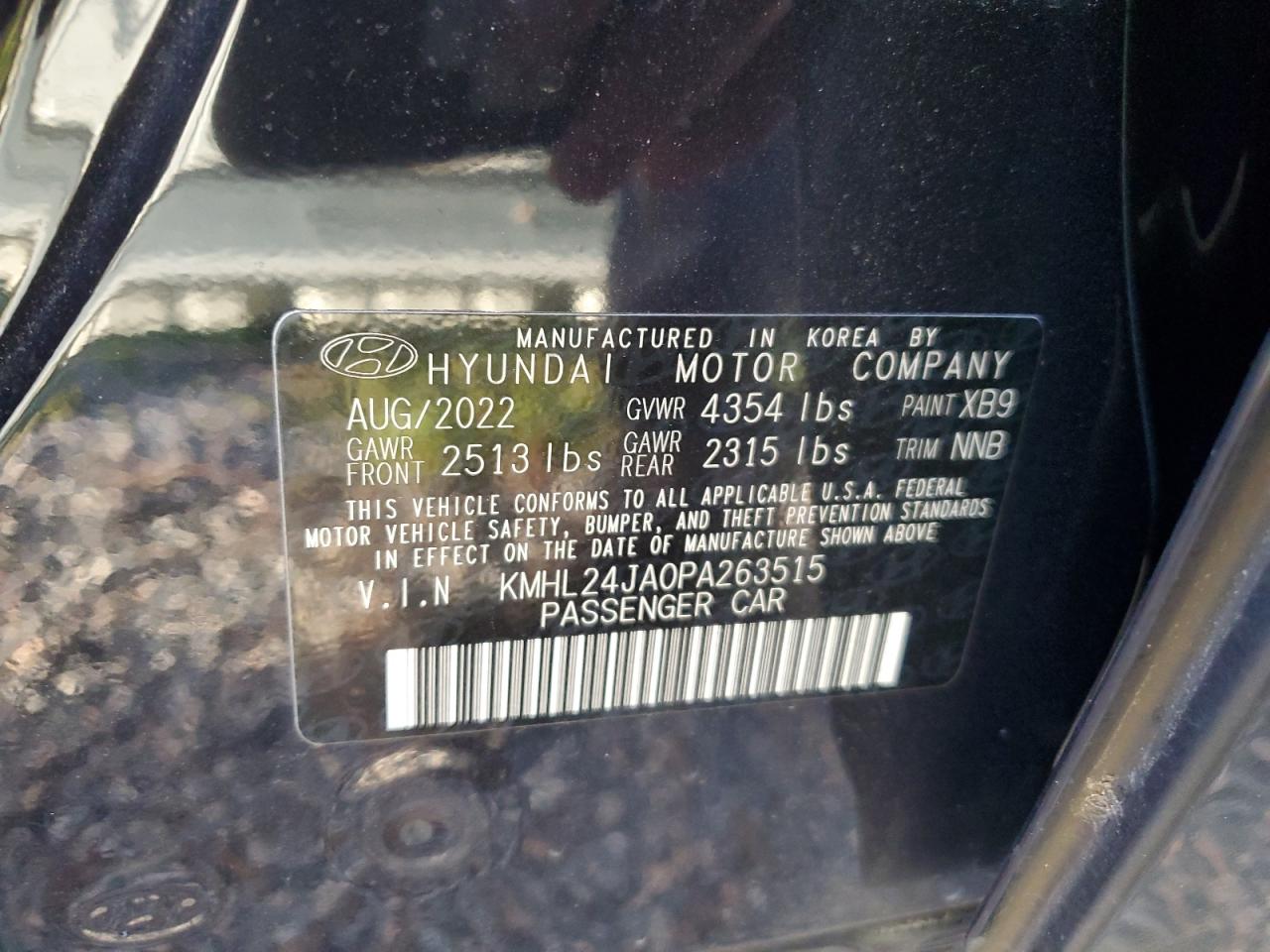 2023 HYUNDAI SONATA SE VIN:KMHL24JA0PA263515