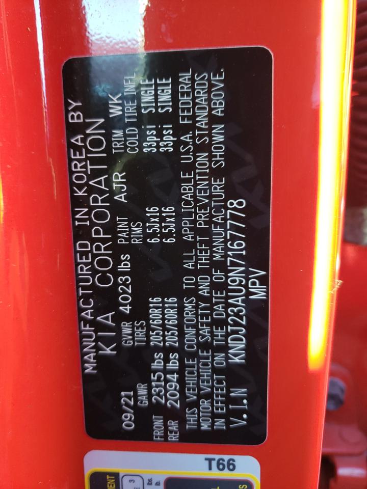 2022 KIA SOUL LX VIN:KNDJ23AU9N7167778