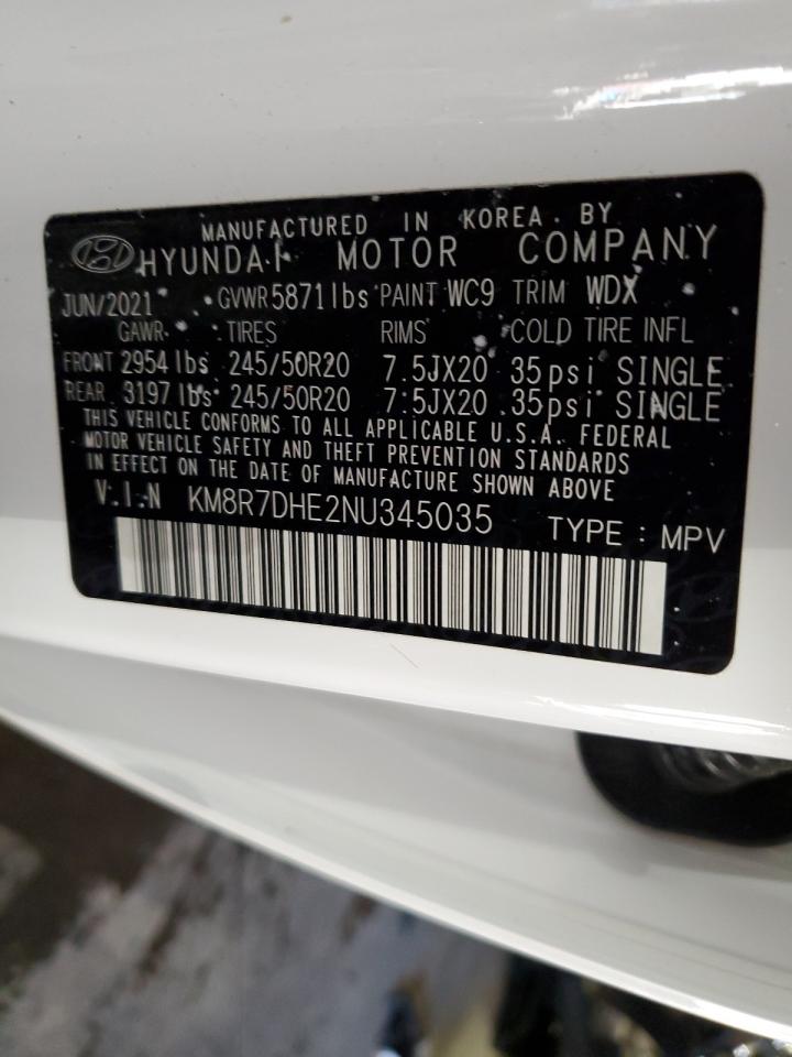 2022 HYUNDAI PALISADE CALLIGRAPHY VIN:KM8R7DHE2NU345035